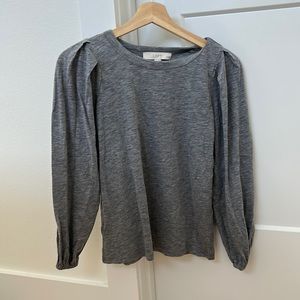 Gray Pleated Long Sleeve Tee